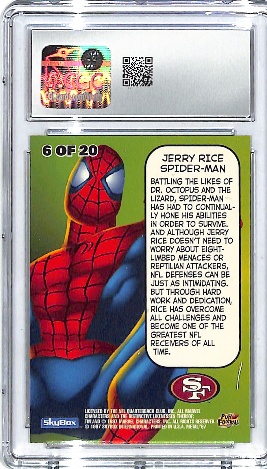 1997 Metal Universe Jerry Rice Marvel Spider-Man CGC 9.5 49ers