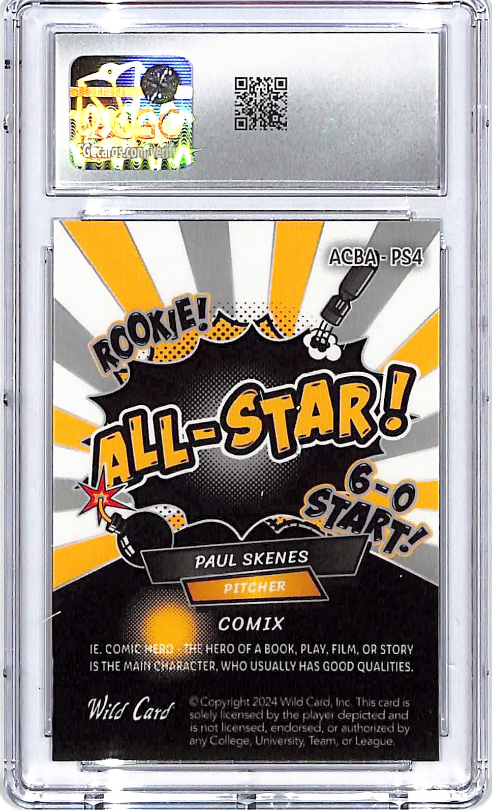 2024 Wild Card Alumination Comix Skenes Paul Skenes Rookie RC Comix Mojo /30 CGC 10 Pirates