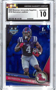 2023 Bowman Chrome University Sapphire Quinshon Judkins Rookie RC CGC 10 Ole Miss