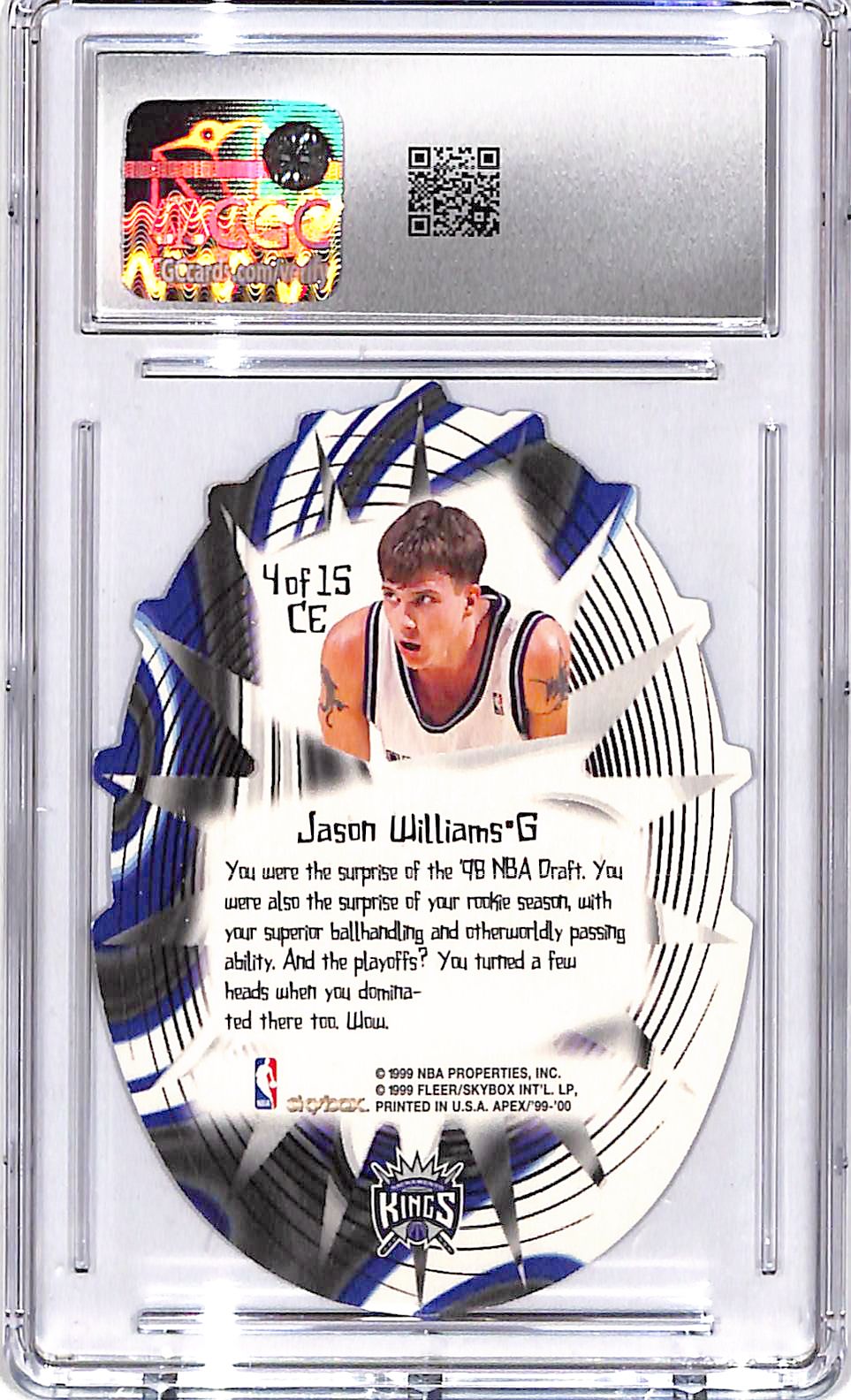 1999-00 Skybox Apex Jason Williams Cutting Edge CGC 9.5 Kings