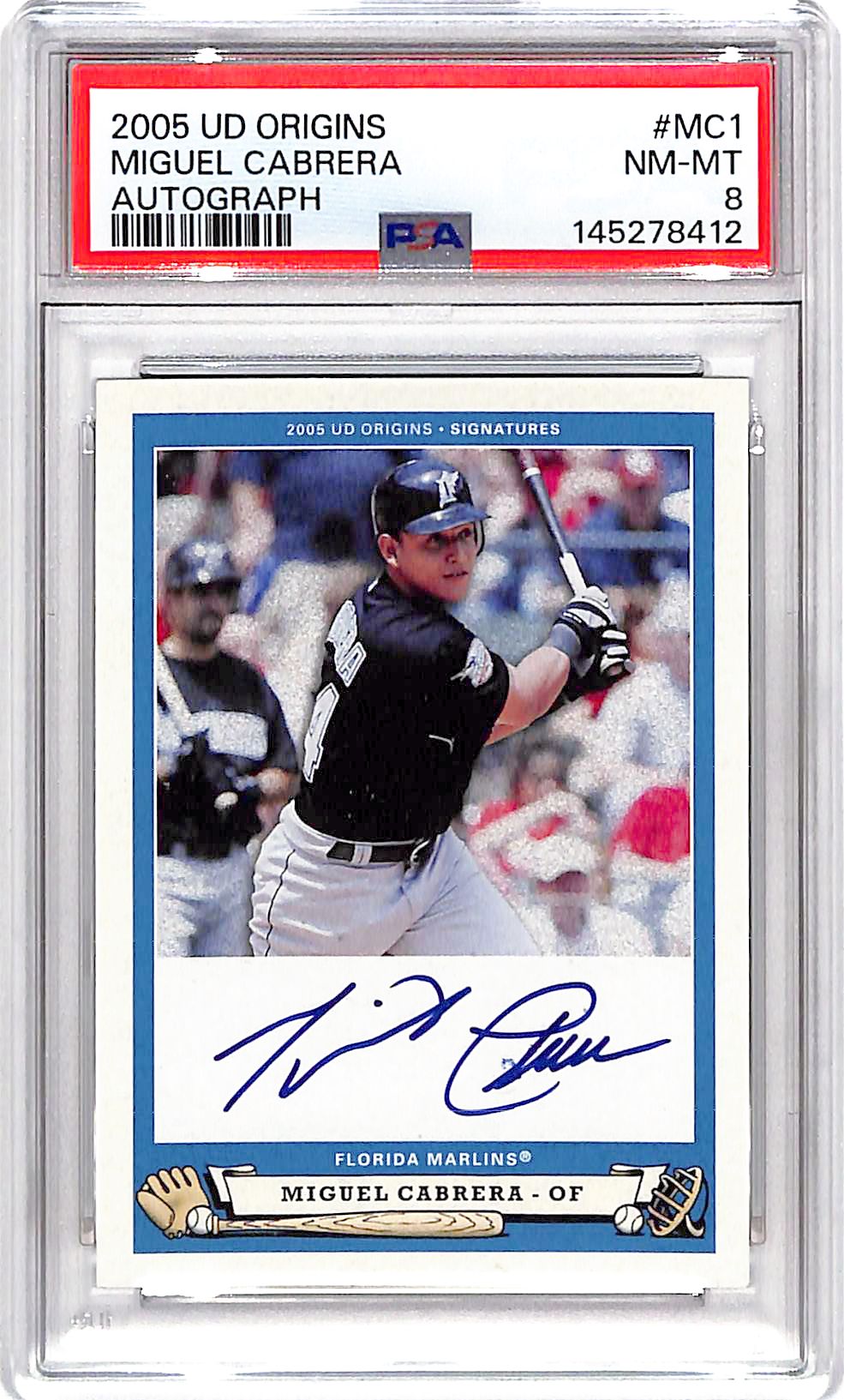 2005 UD Origins Miguel Cabrera Auto Autograph PSA 8 Marlins