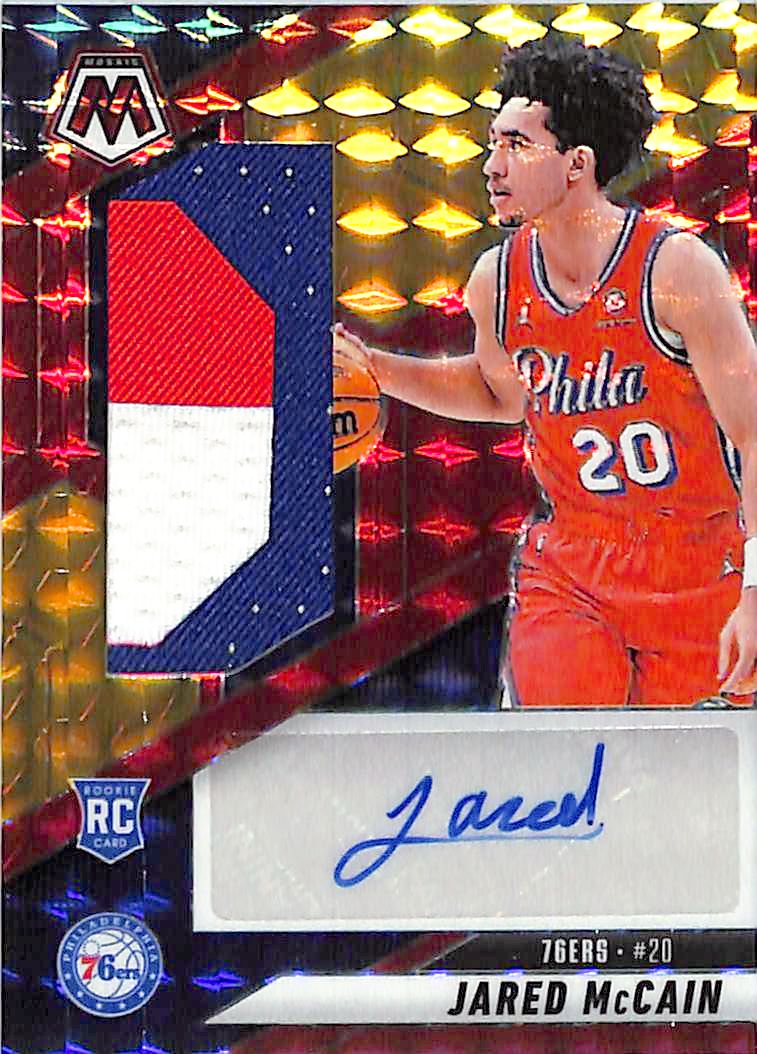 2024-25 Mosaic Jared McCain Auto Autograph Rookie RC Patch RPA Red Yellow Fusion