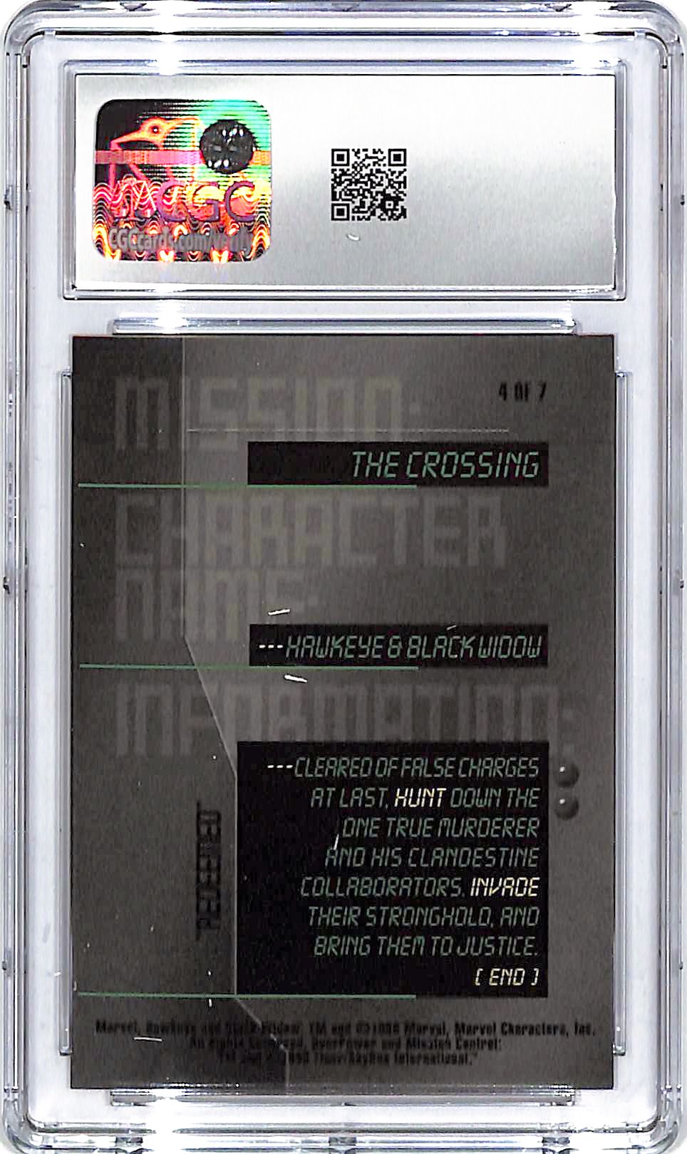 1996 OverPower Redeemed Hawkeye Black Widow Mission Control The Crossing CGC 9.5