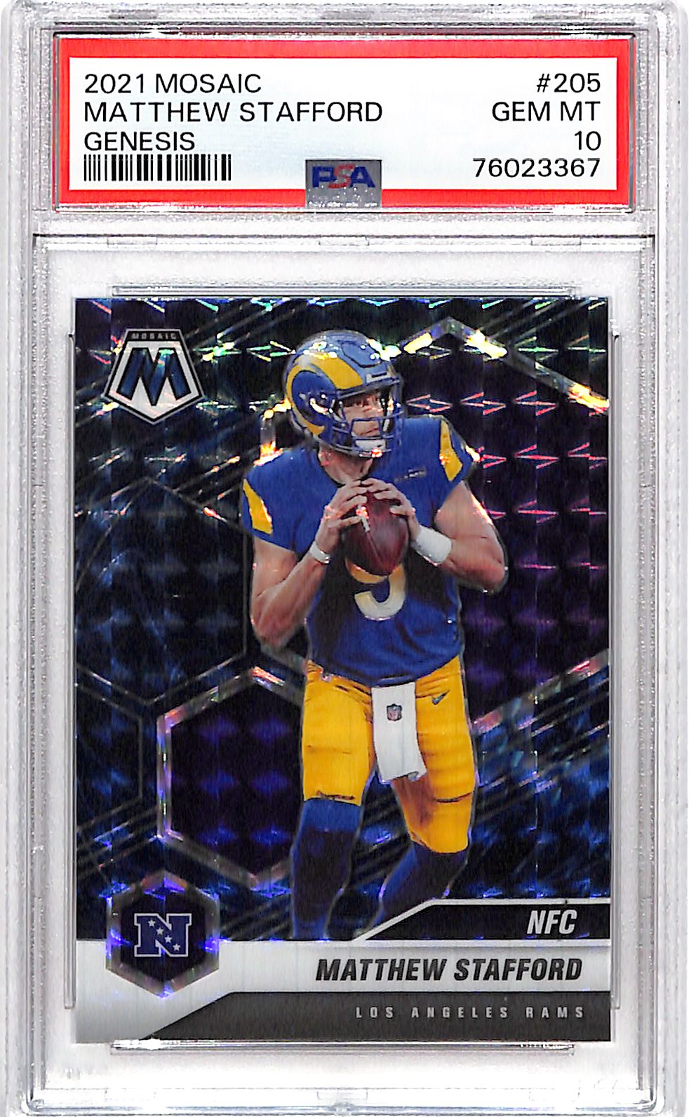 2021 Mosaic Matthew Stafford Genesis PSA 10 Rams