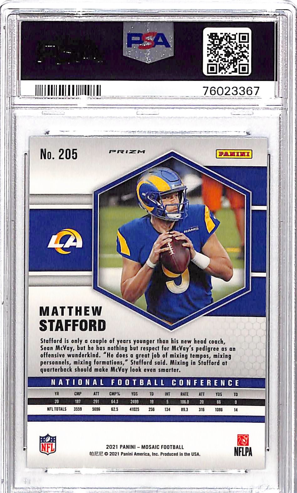 2021 Mosaic Matthew Stafford Genesis PSA 10 Rams