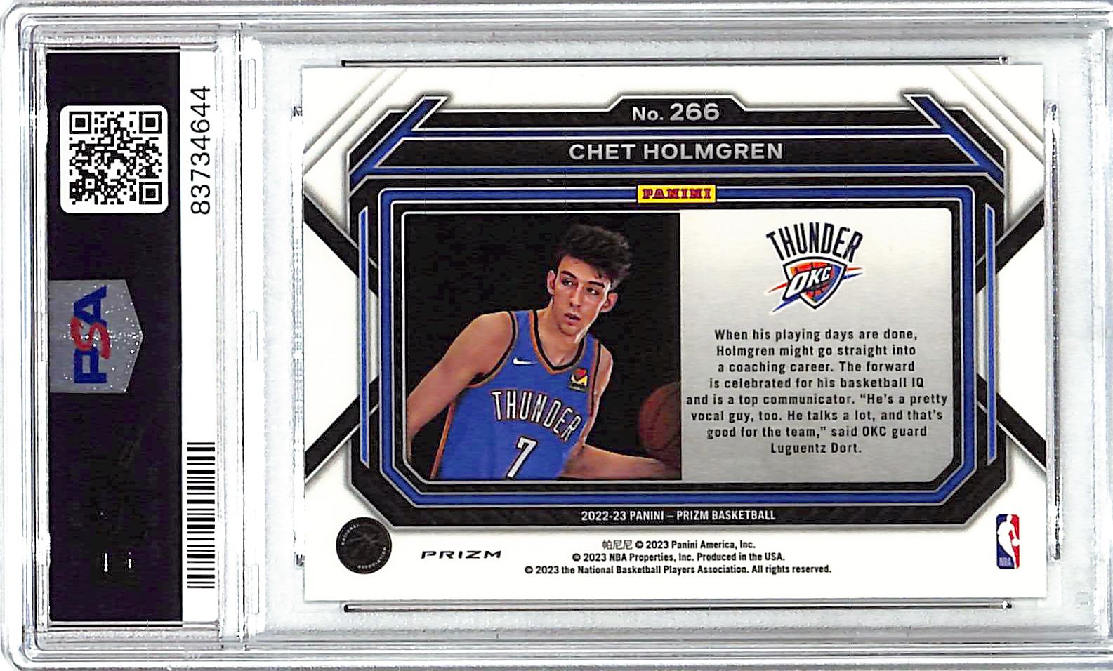 2022-23 Prizm Chet Holmgren Variation Rookie RC Fast Break PSA 10 Thunder