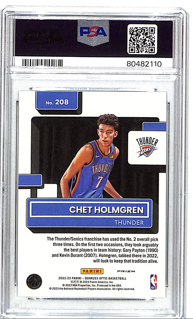 2022-23 Donruss Optic Chet Holmgren Rated Rookie RC Holo PSA 10 Thunder
