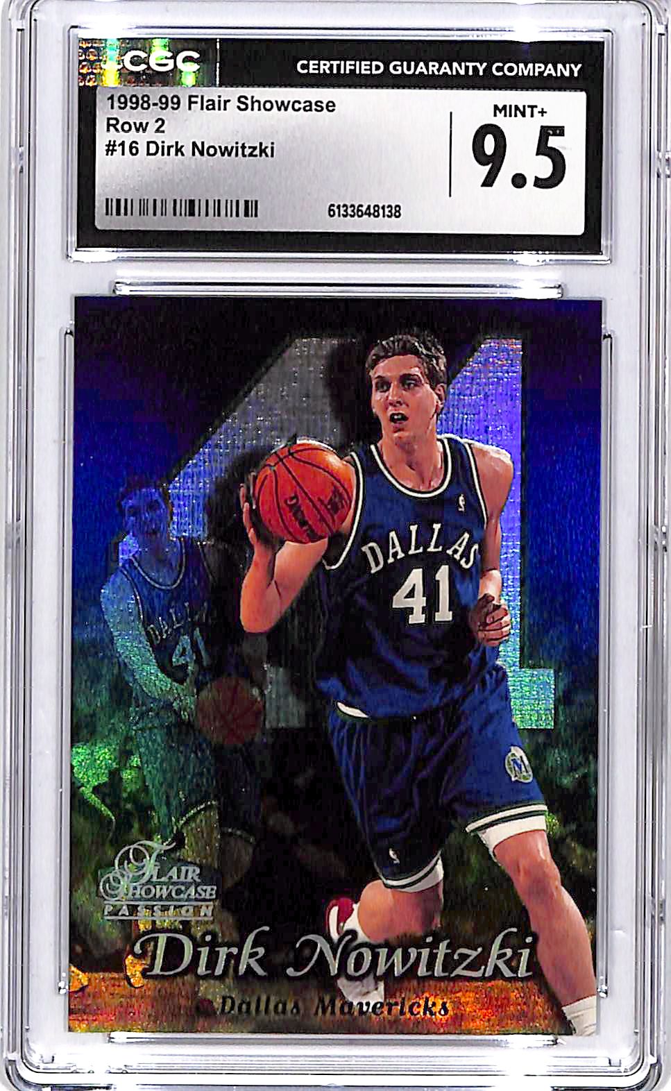 1998-99 Flair Showcase Dirk Nowitzki Row 2 Rookie RC CGC 9.5 Mavericks