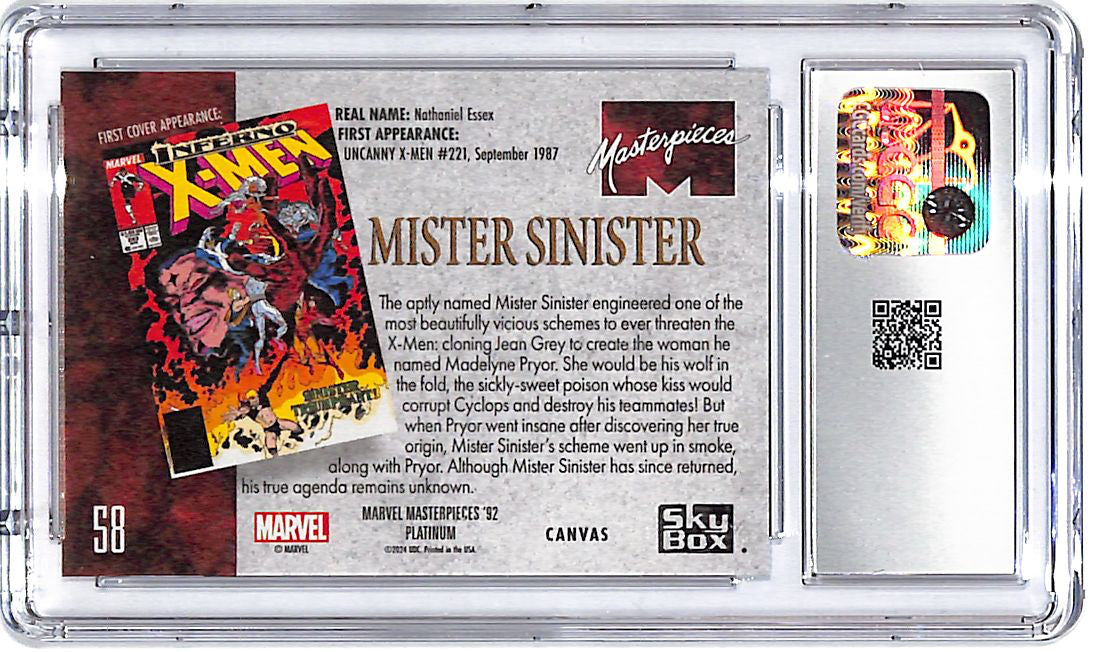 2024 Upper Deck Marvel Masterpieces 92 Mister Sinister Canvas #58 CGC 9.5