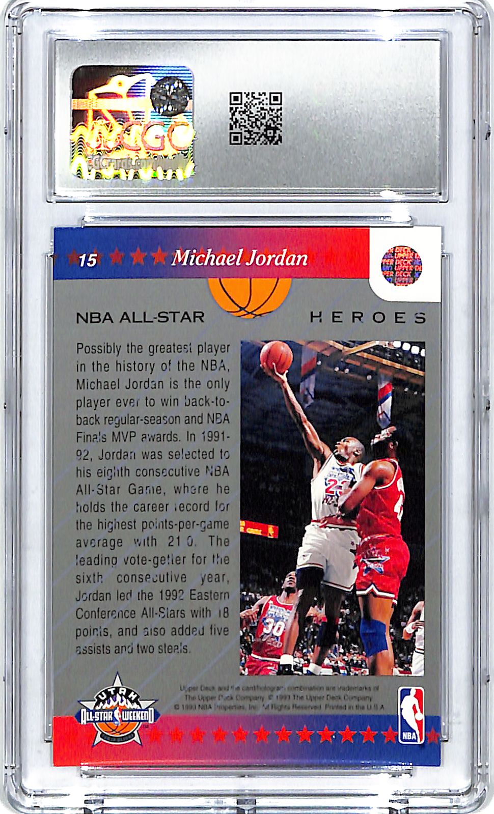 1992-93 Upper Deck Michael Jordan All Star Weekend #15 CGC 9 Bulls