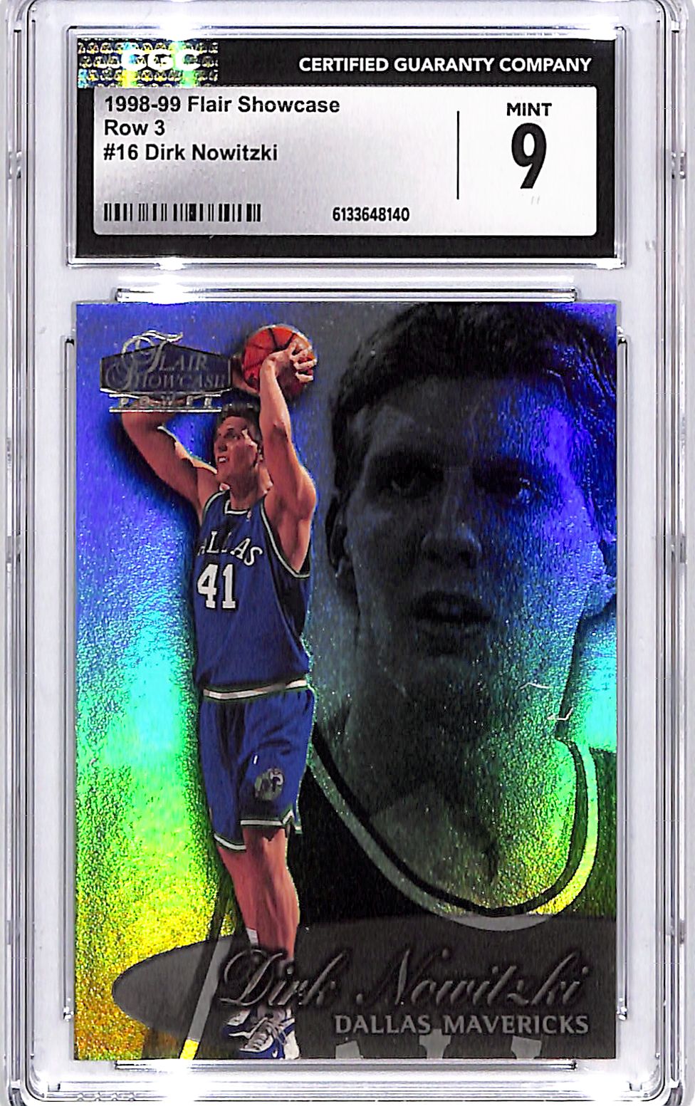 1998-99 Flair Showcase Dirk Nowitzki Row 3 Rookie RC CGC 9 Mavericks