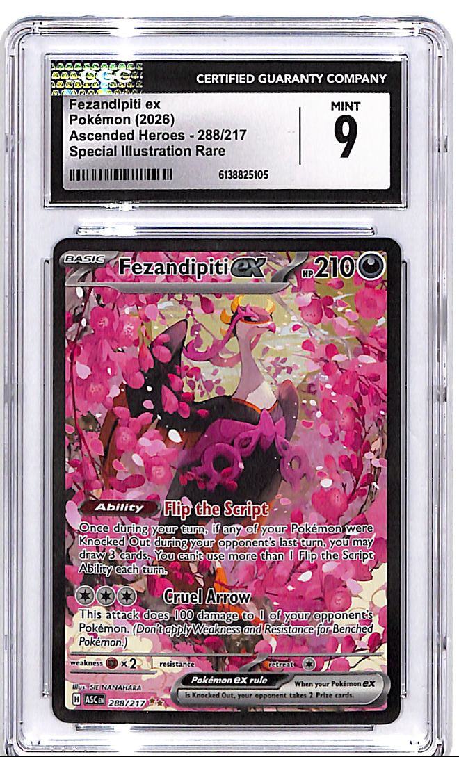 2026 Pokemon Ascended Heroes Fezandipiti EX Special Illustration Rare SIR 288 CGC 9