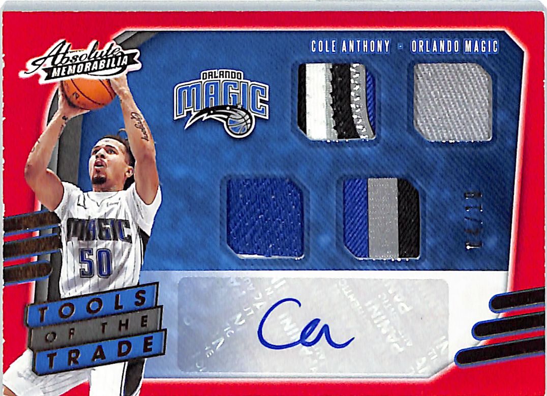 2020-21 Absolute Cole Anthony Auto Autograph Rookie RC Patch Gold /10 Magic