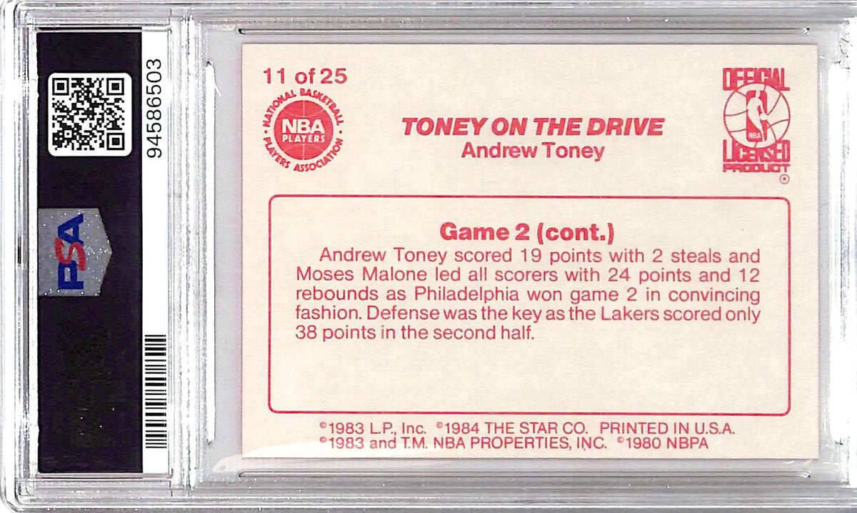 1983-84 Star Sixers Champs Toney on the Drive #11 PSA 8 Philadelphia 76ers