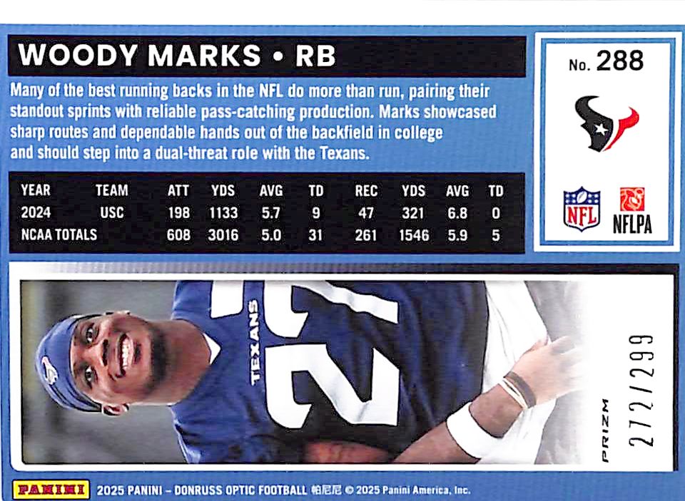 2024 Donruss Optic Woody Marks Rated Rookie RC Orange /299 Texans