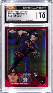 2023 Topps Chrome Hunter Brown Rookie RC Red Refractor /5 CGC 10 Astros