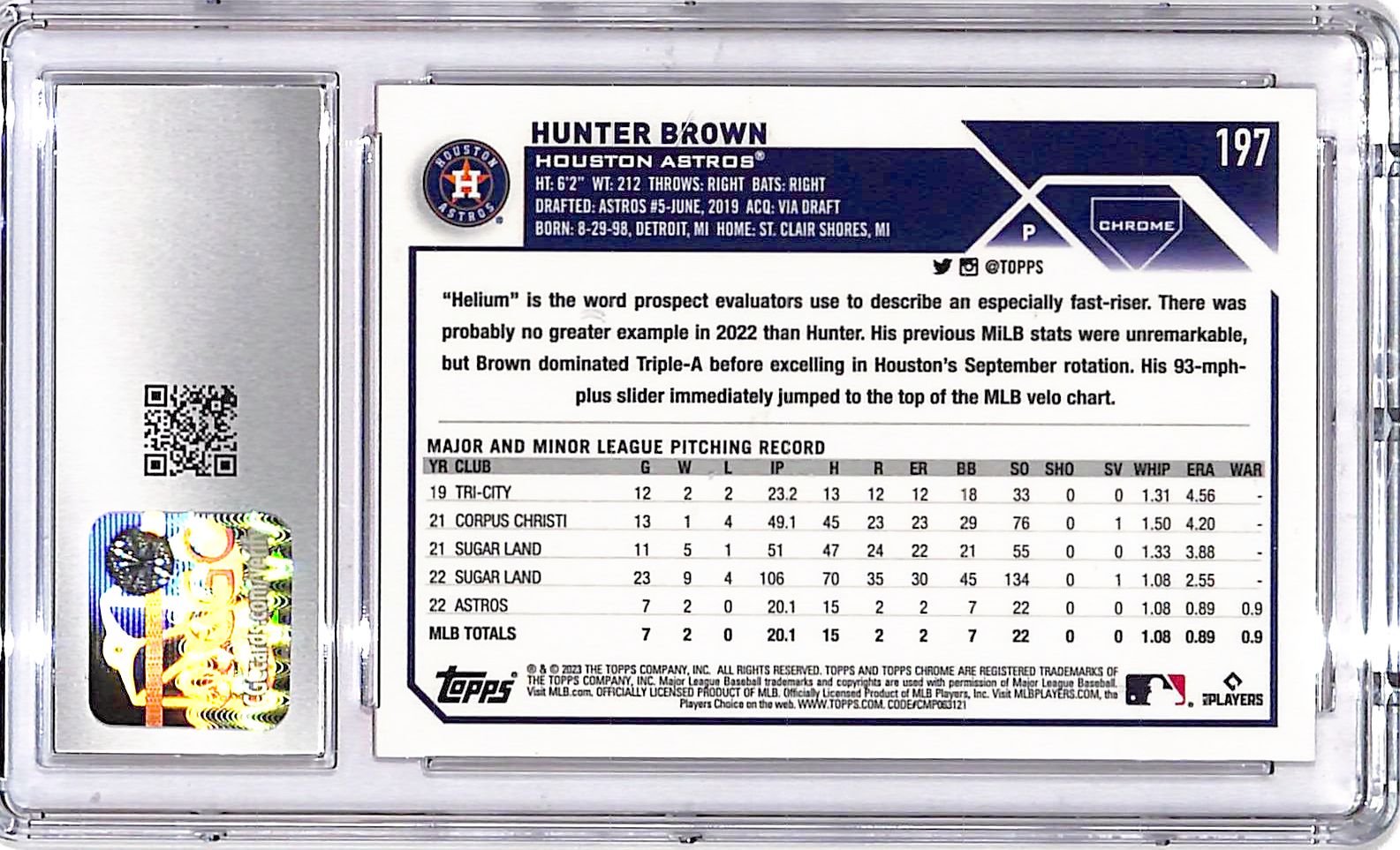 2023 Topps Chrome Hunter Brown Rookie RC Red Refractor /5 CGC 10 Astros
