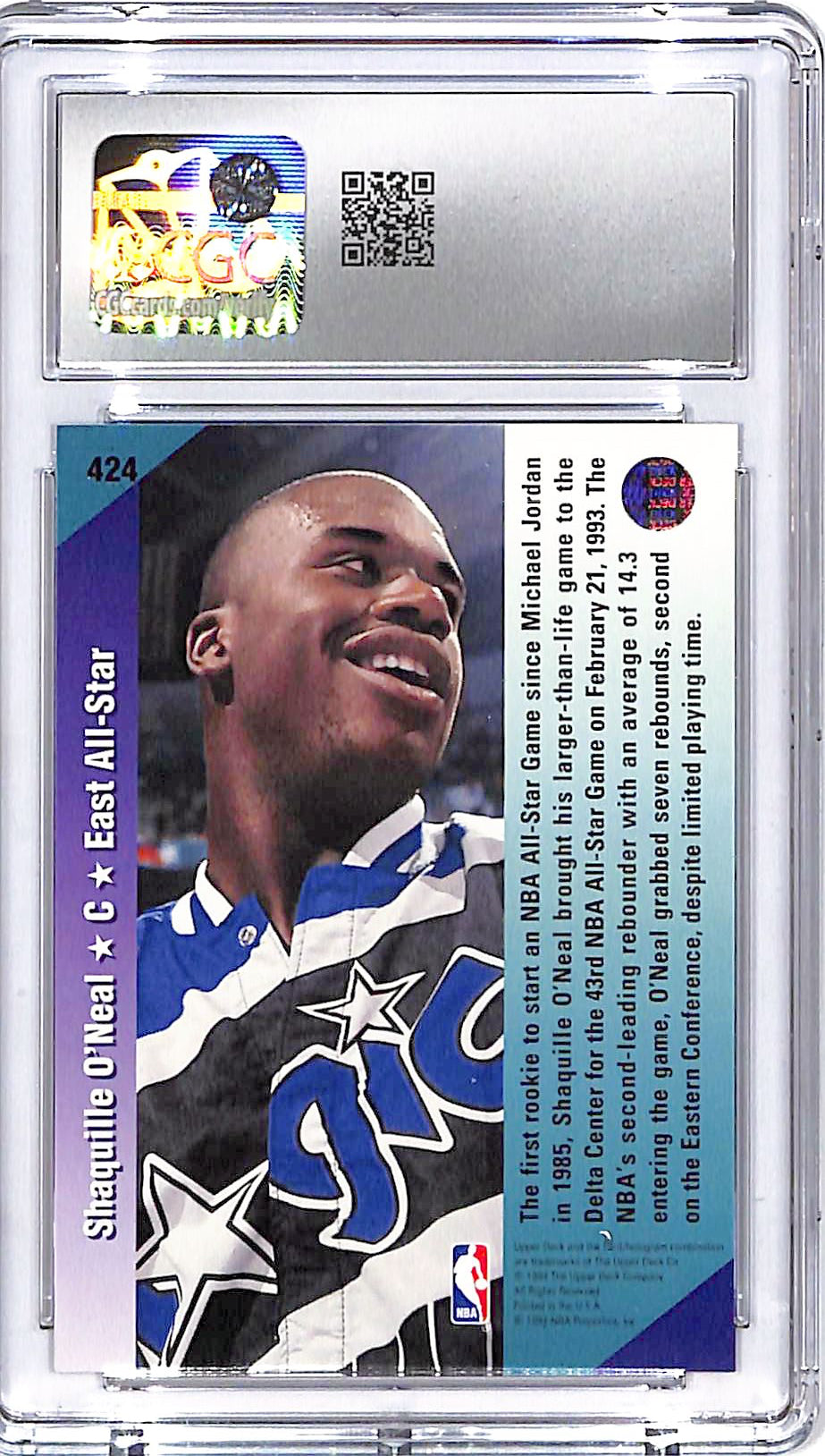 1992-93 Upper Deck Shaquille O'Neal All Star Rookie RC #424 CGC 9.5 Magic