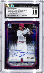 2026 Bowman Chrome Isaiah Jackson Auto Autograph Rookie RC Purple Refractor CGC 10 /250
