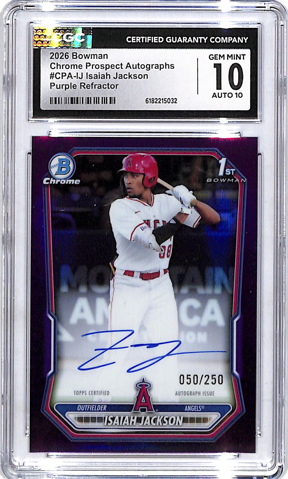 2026 Bowman Chrome Isaiah Jackson Auto Autograph Rookie RC Purple Refractor CGC 10 /250