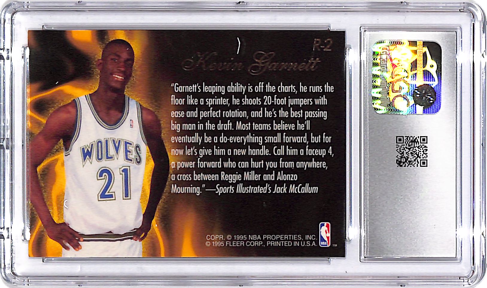1995-96 Flair Kevin Garnett Class of 95 Rookie RC CGC 9 Timberwolves