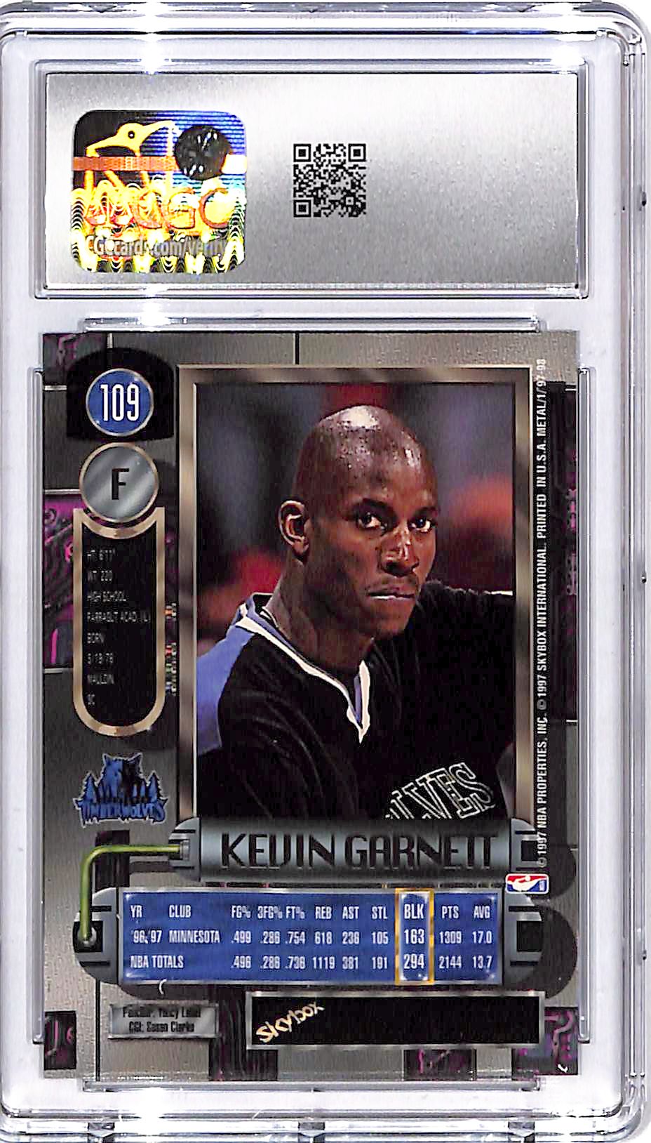 1997-98 Metal Universe Kevin Garnett #109 CGC 8.5 Timberwolves