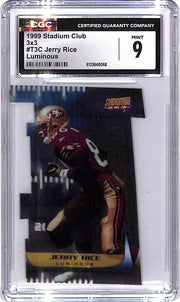 1999 Stadium Club Jerry Rice Luminous 3x3 CGC 9 49ers