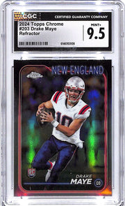 2024 Topps Chrome Drake Maye Rookie RC Refractor #203 CGC 9.5 Patriots