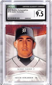 2005 Skybox Autographics Justin Verlander Rookie RC /750 CGC 9.5 Tigers