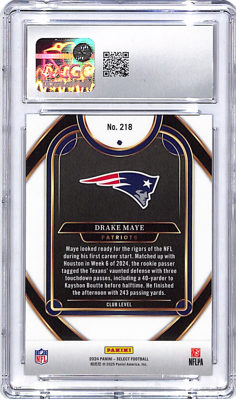 2024 Select Drake Maye Rookie RC #218 CGC 10 Patriots