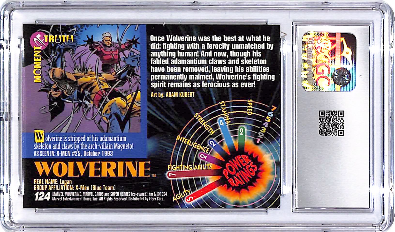 1994 Fleer Marvel Universe Series Wolverine #124 CGC 9.5