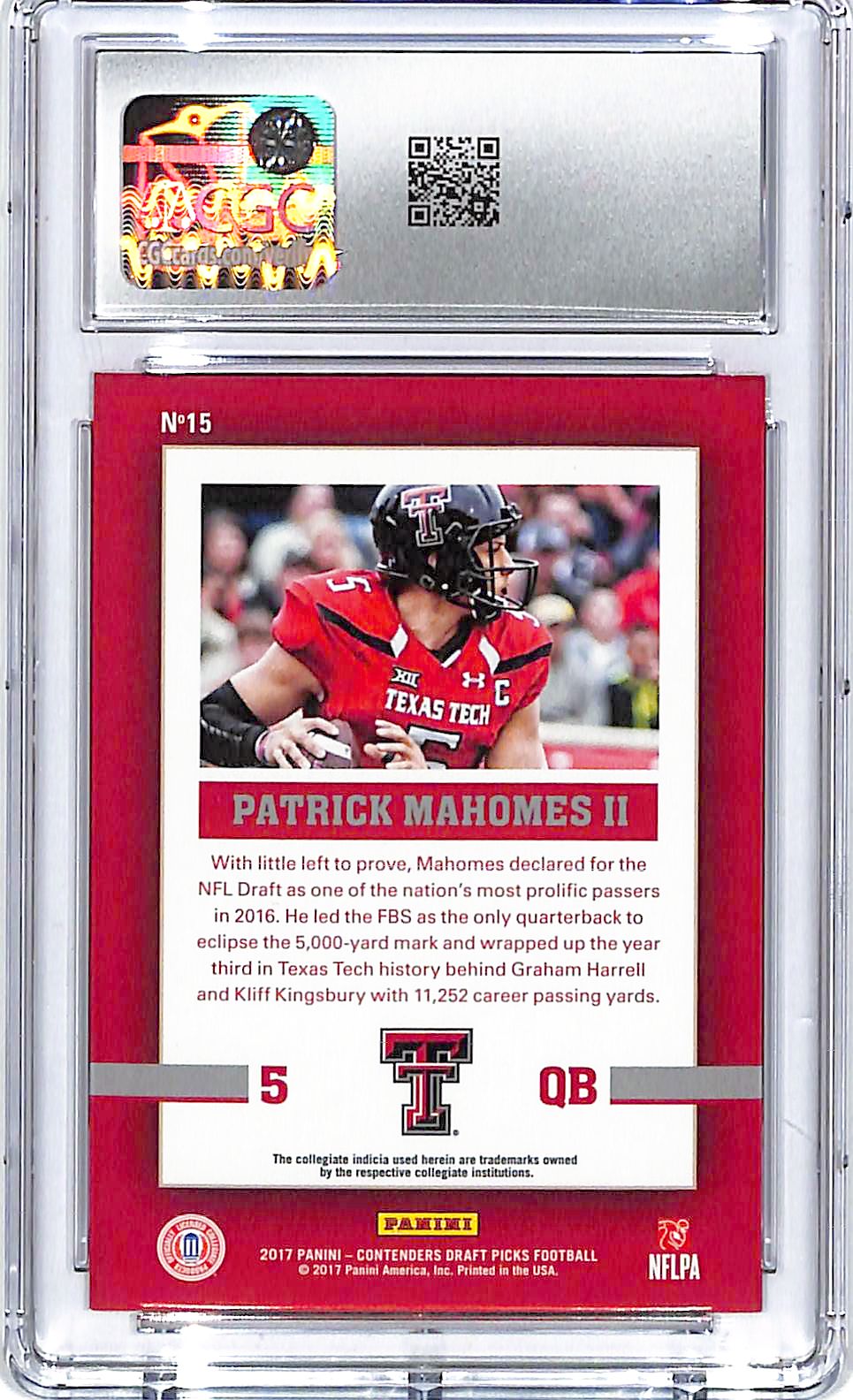 2017 Contenders Draft Picks Patrick Mahomes School Colors Rookie RC CGC 9