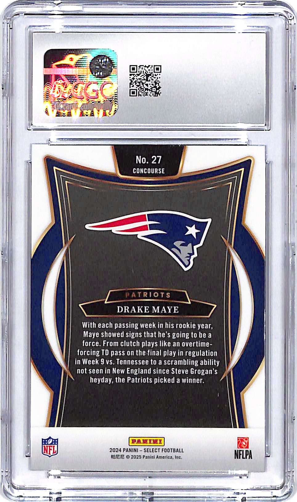 2024 Select Drake Maye Rookie RC #27 CGC 10 Patriots