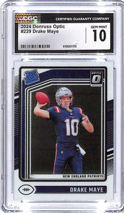 2024 Donruss Optic Drake Maye Rated Rookie RC #229 CGC 10 Patriots