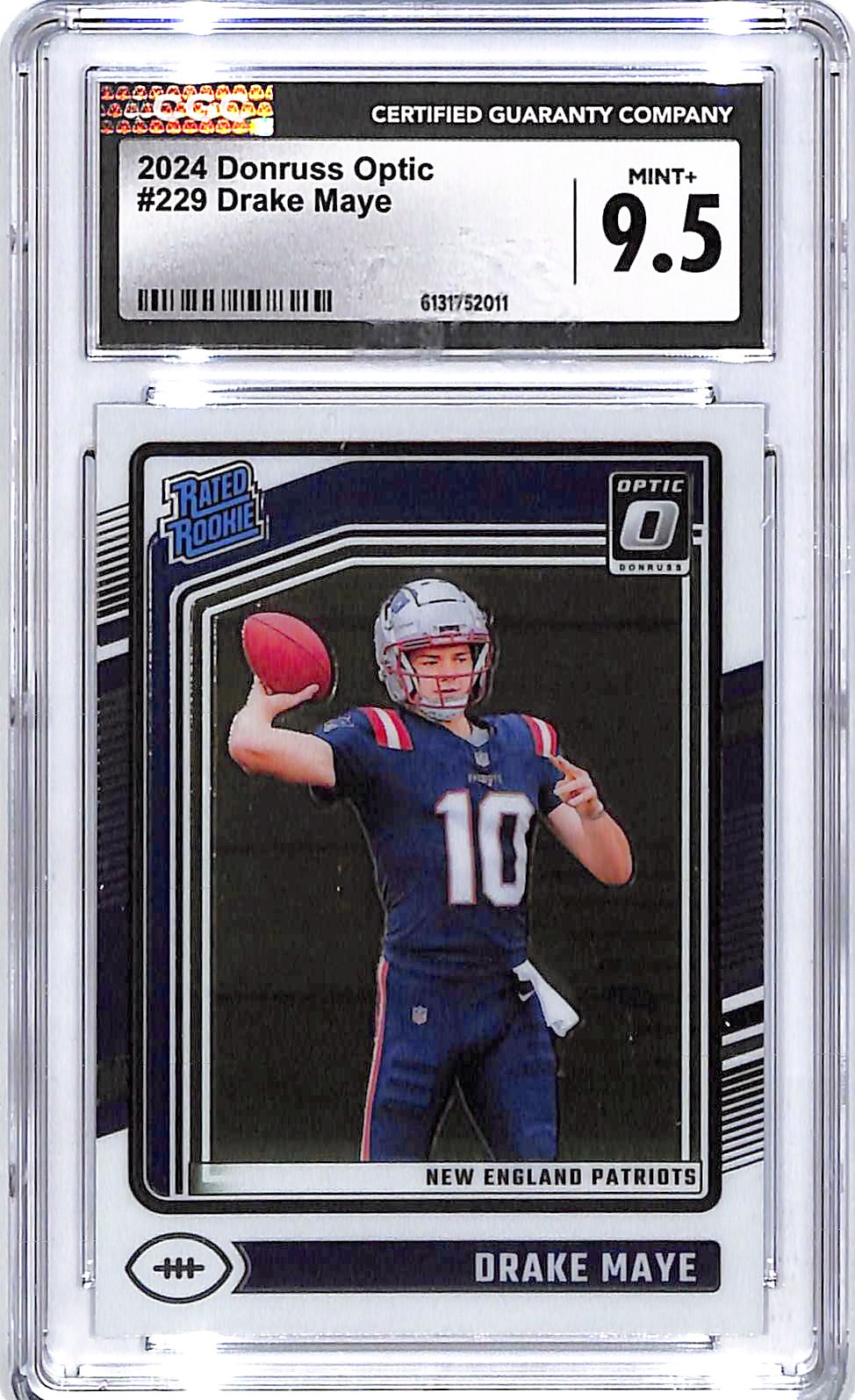 2024 Donruss Optic Drake Maye Rated Rookie RC #229 CGC 9.5 Patriots