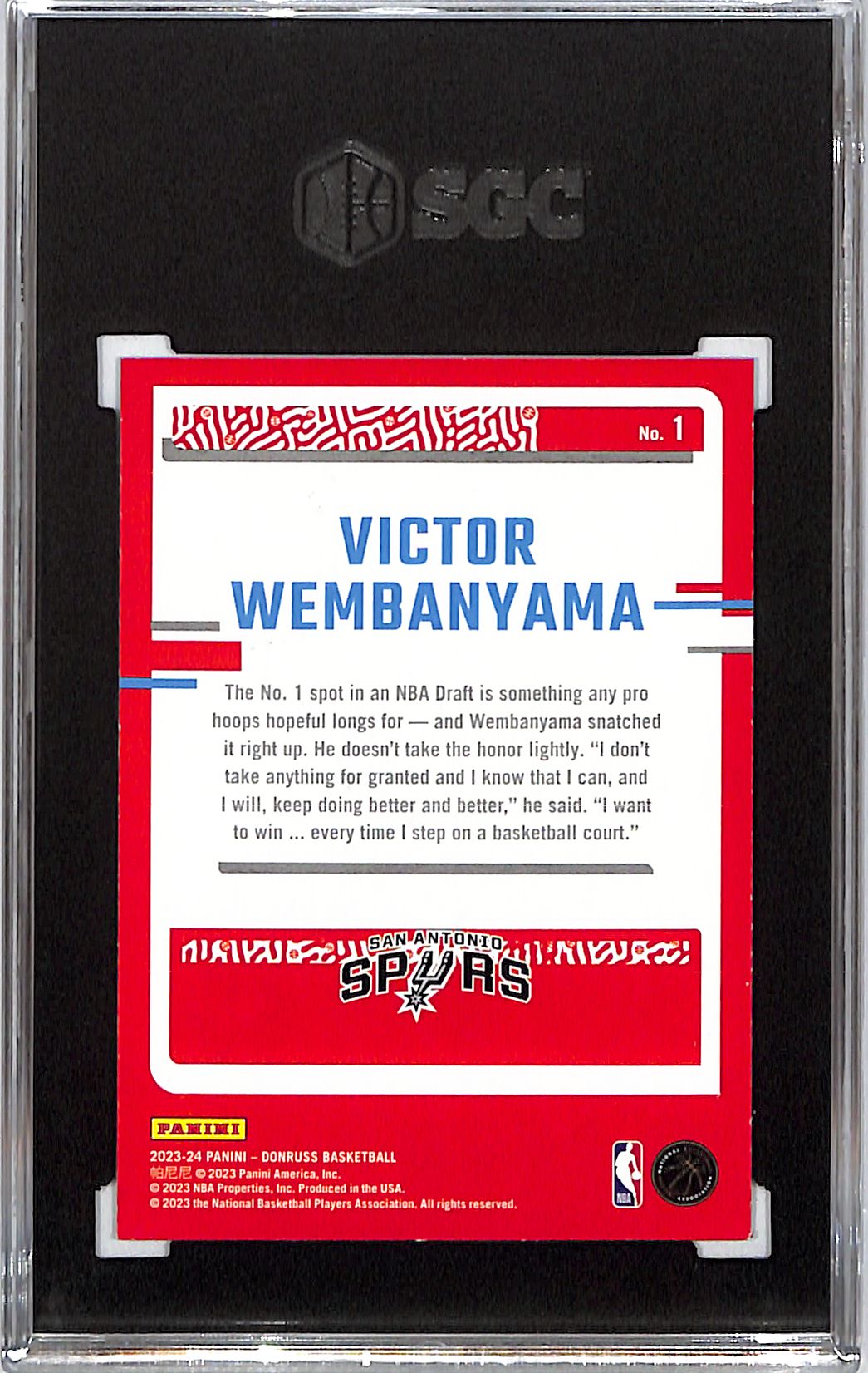2023-24 Donruss Victor Wembanyama The Rookies RC SGC 9.5 Spurs