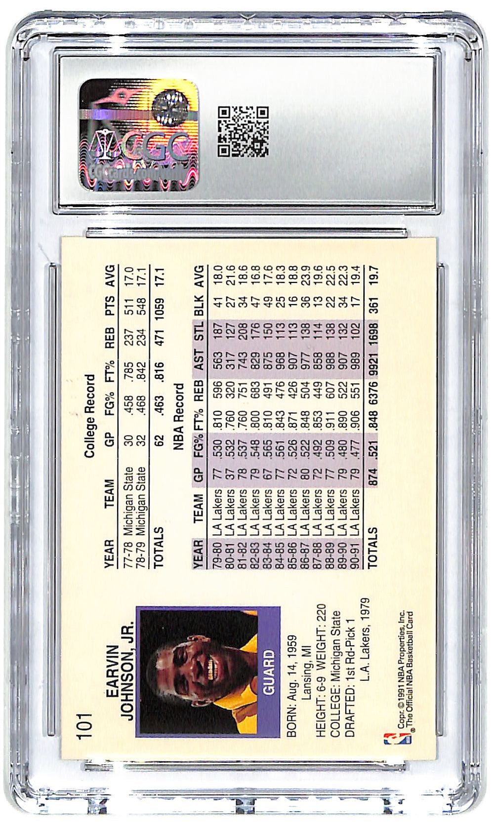 1991-92 Magic Johnson Hoops #101 CGC Mint 9