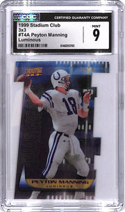 1999 Stadium Club Peyton Manning Luminous 3x3 CGC 9 Colts