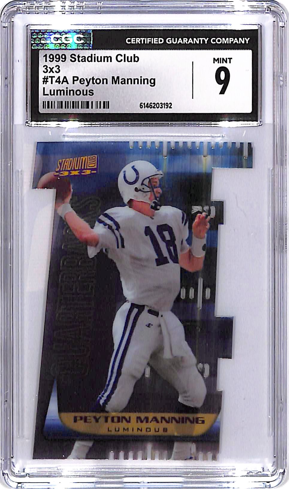 1999 Stadium Club Peyton Manning Luminous 3x3 CGC 9 Colts