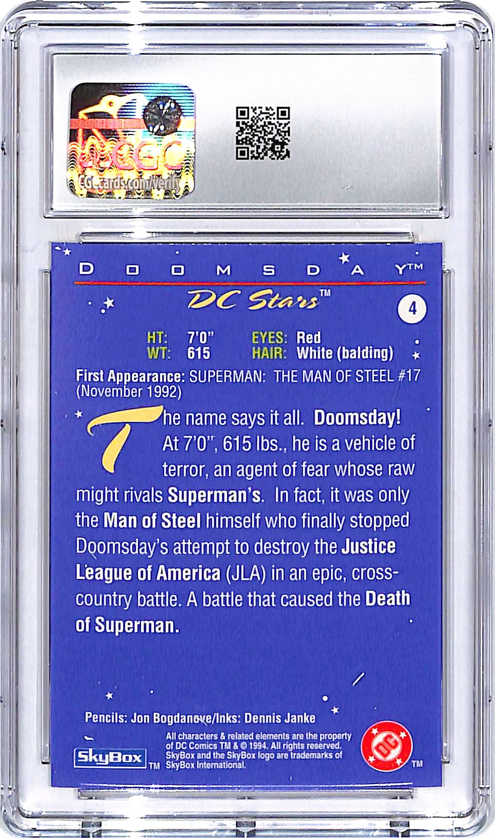 1994 Skybox DC Stars Doomsday #4 CGC 9.5