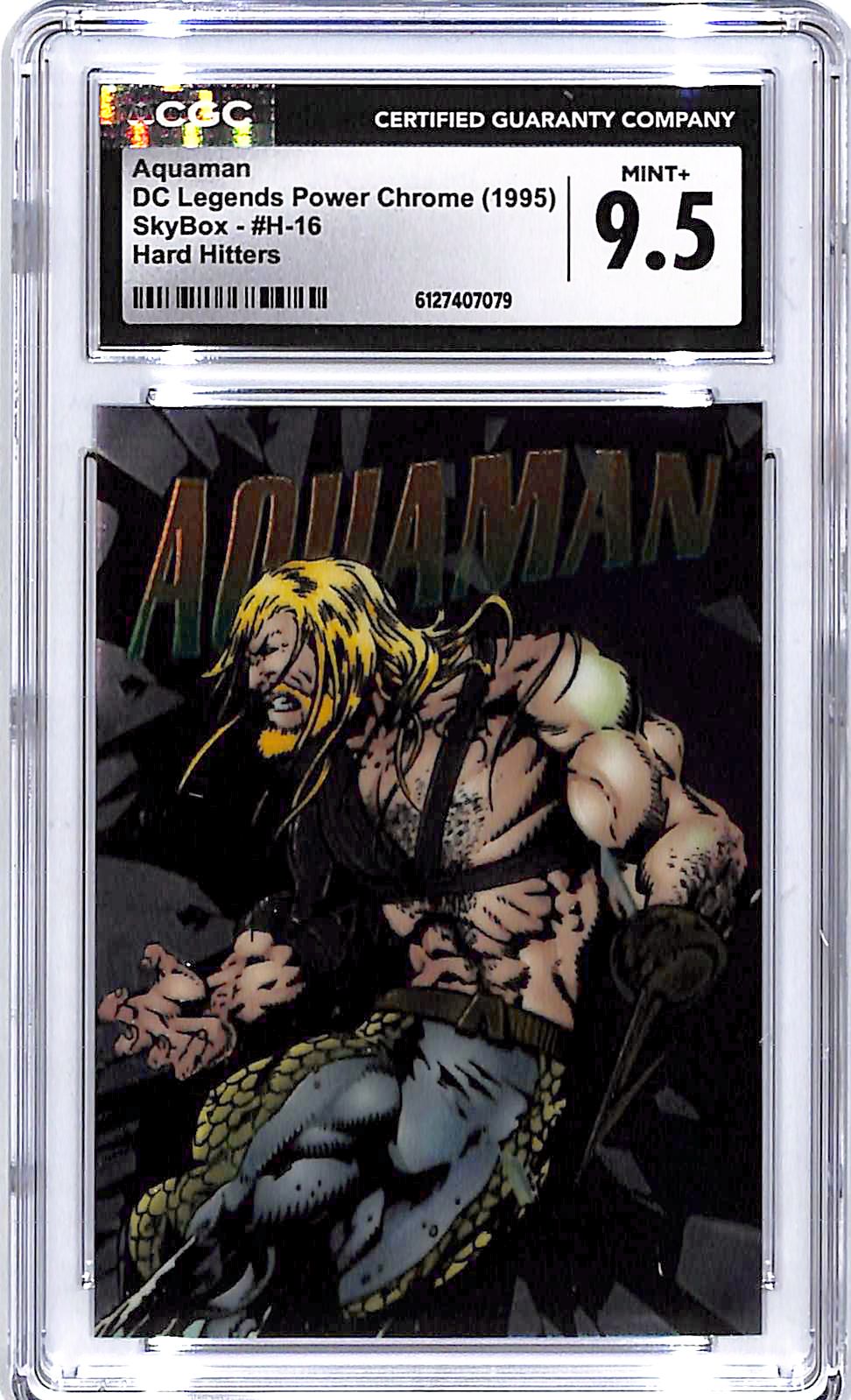 1995 Skybox DC Legends Power Chrome Aquaman Hard Hitters CGC 9.5