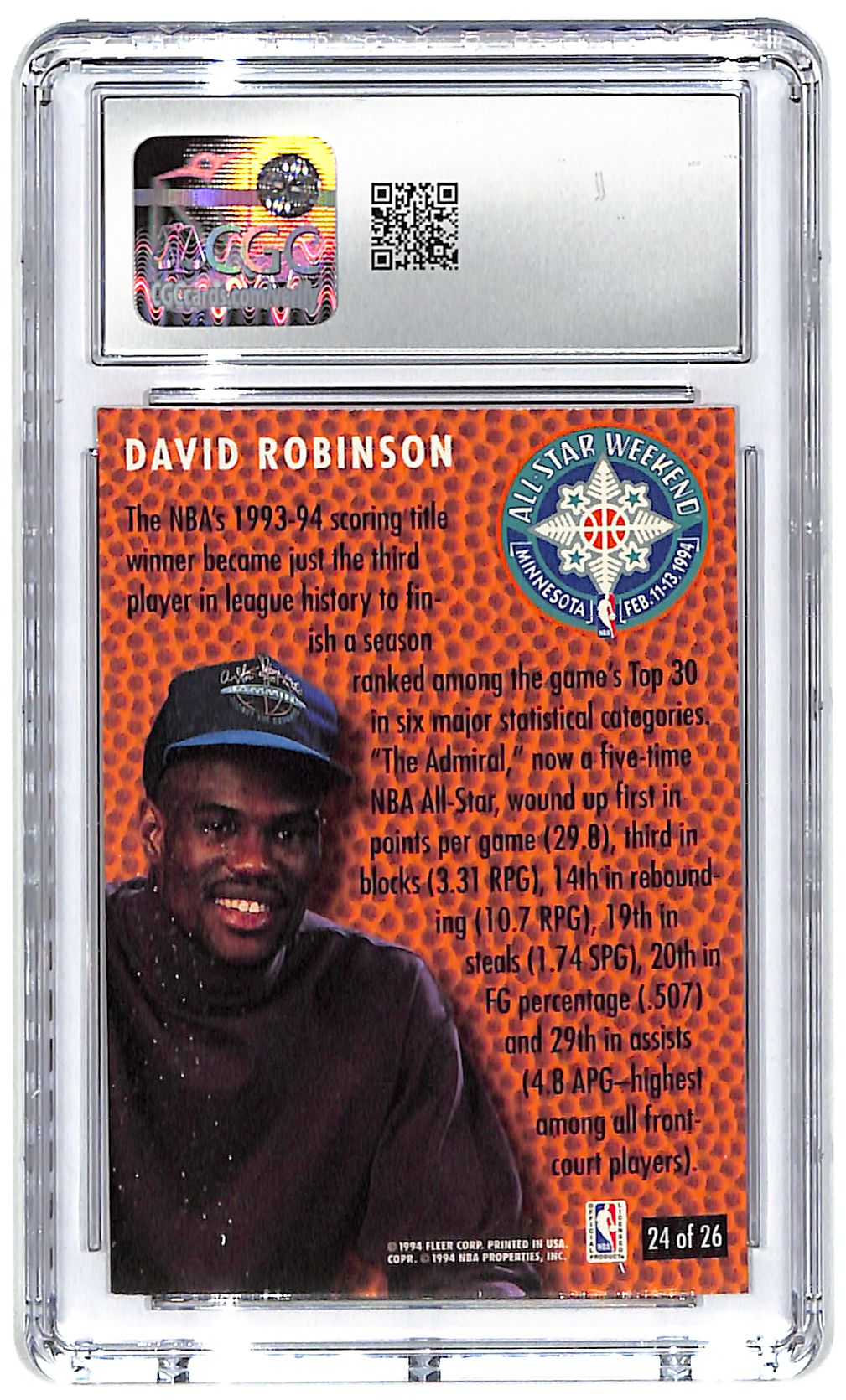 1994-95 David Robinson Fleer NBA All-Stars #24 CGC Mint 9