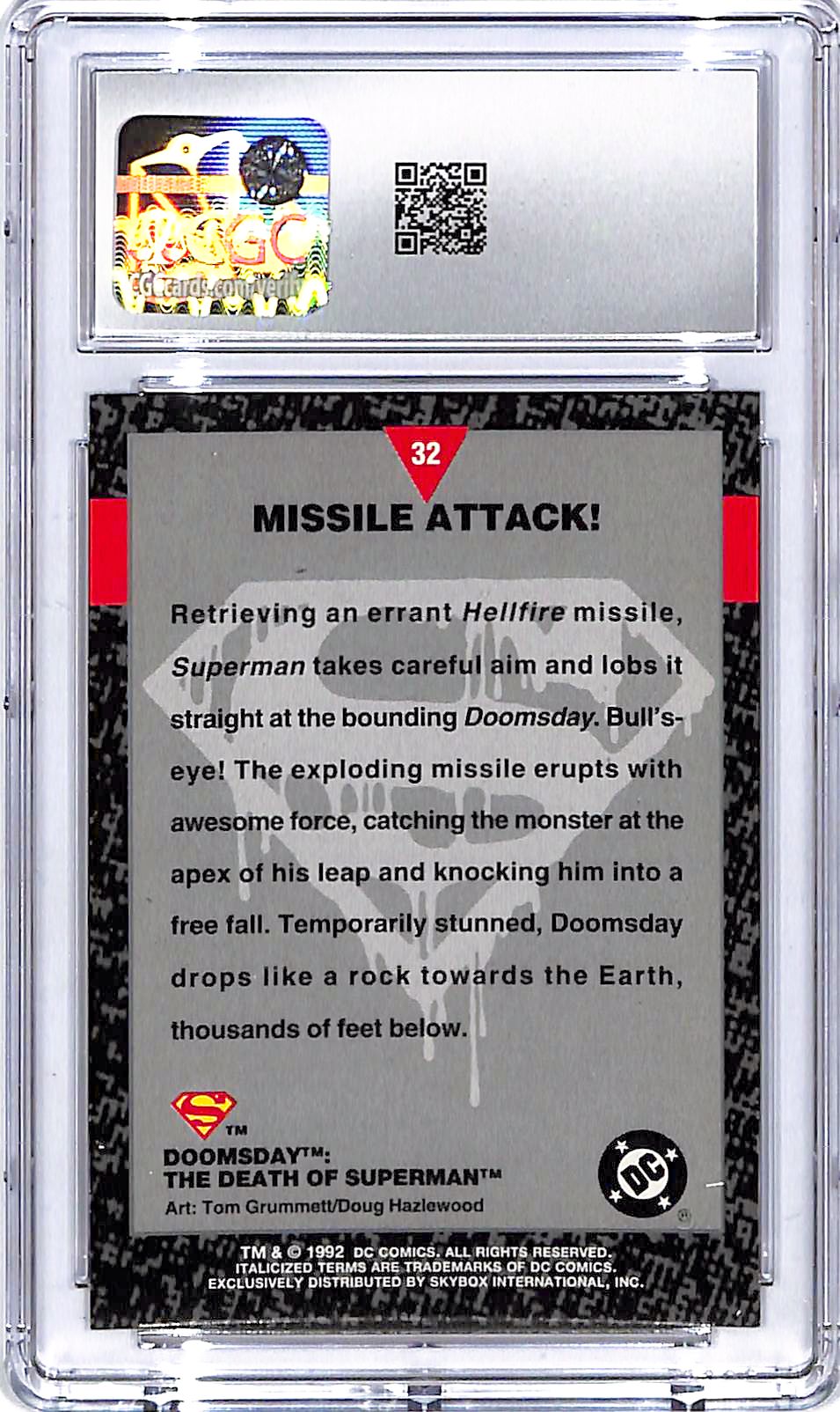 1992 Skybox Doomsday The Death of Superman Missile Attack #32 CGC 9.5