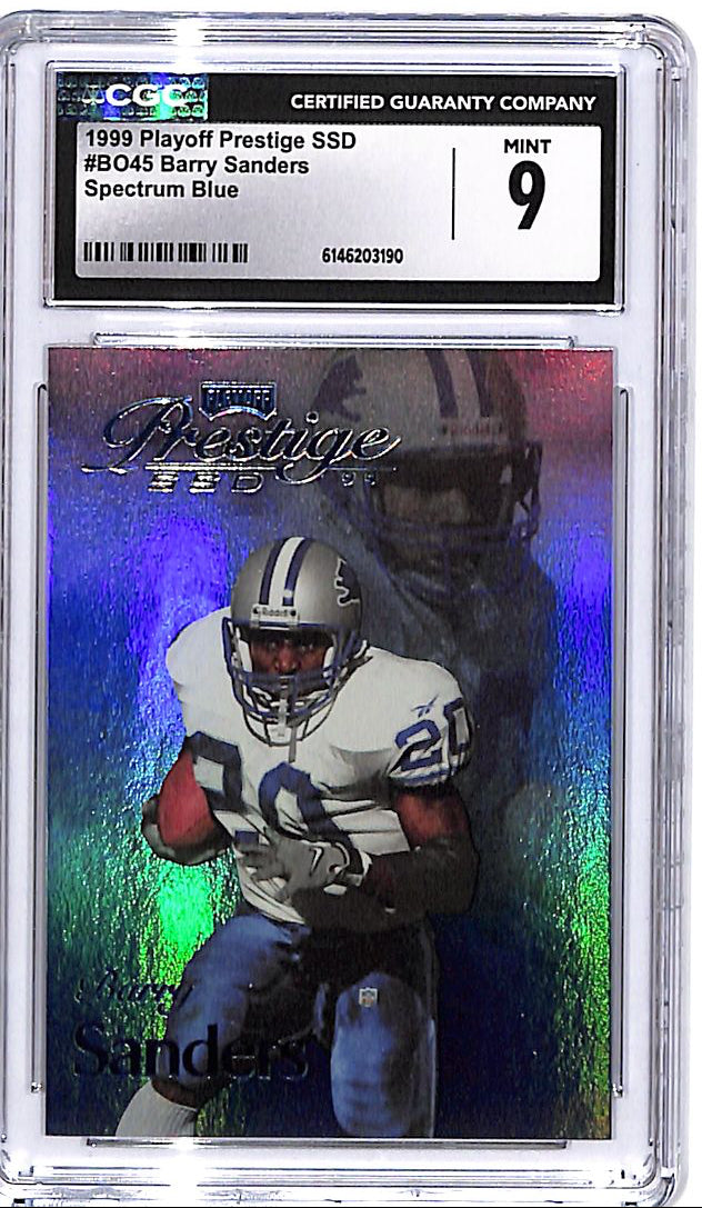 1999 Playoff Prestige SSD Barry Sanders Spectrum Blue /500 CGC 9 Lions