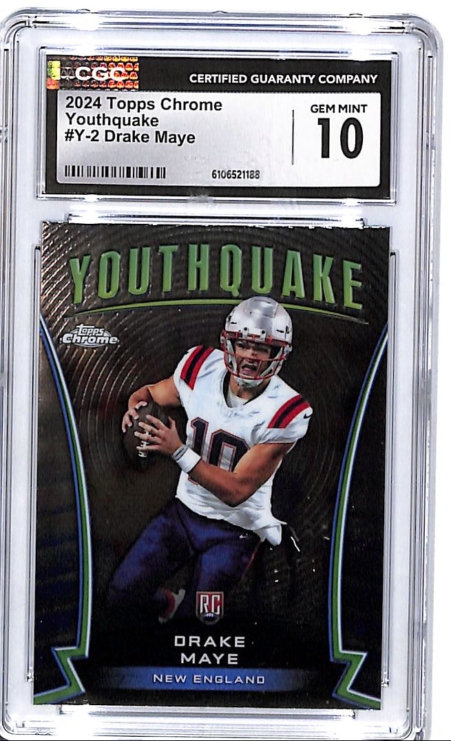 2024 Topps Chrome Drake Maye Youthquake Rookie RC CGC 10 Patriots