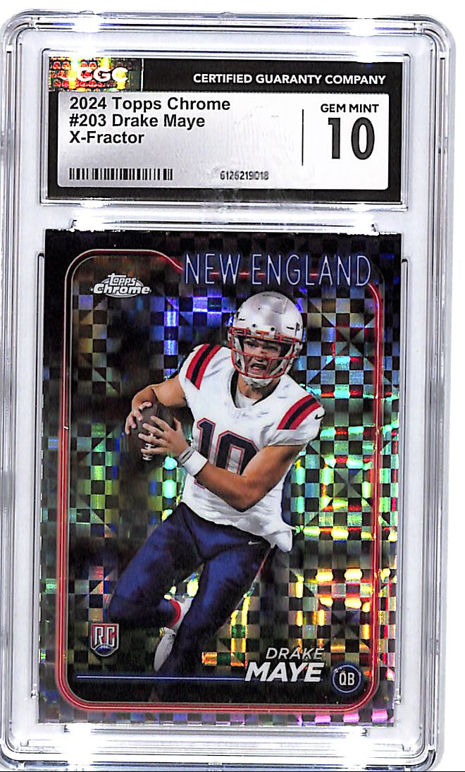 2024 Topps Chrome Drake Maye Rookie RC Xfractor #203 CGC 10 Patriots