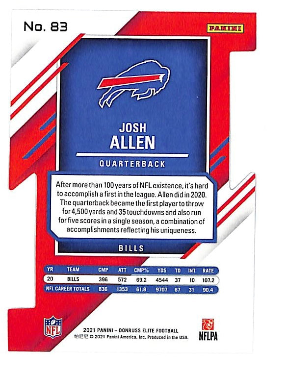 2021 Donruss Elite Josh Allen Red Status Die Cut /5 Bills
