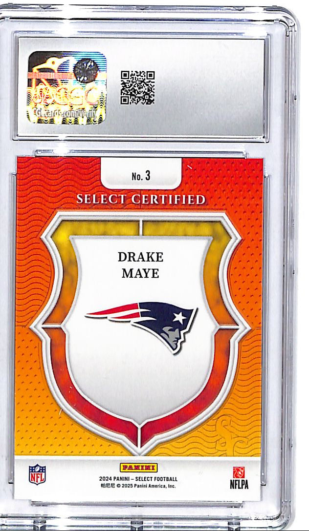 2024 Select Drake Maye Certified Rookies RC #3 CGC 10 Patriots