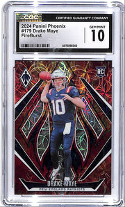 2024 Phoenix Drake Maye Rookie RC Fire Burst /350 CGC 10 Patriots