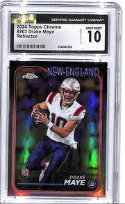 2024 Topps Chrome Drake Maye Rookie RC Refractor #203 CGC 10 Patriots